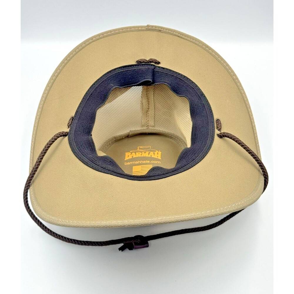 BARMAH Ladies 1047 Canvas Drover Airflow Hat Khaki Size Medium Leopard Band - Picture 6 of 6